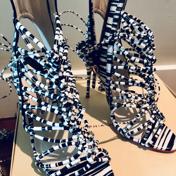 Sophia Webster Zebra Stripe Lace-up Sandals - Picture 4 of 8